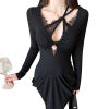 Long sleeved sexy spicy girl hollow out design dress