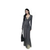 V-neck hollow knitted dress for women