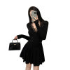 Lace V-neck slimming long sleeved dress for women