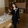 Long sleeved sexy spicy girl hollow out design dress